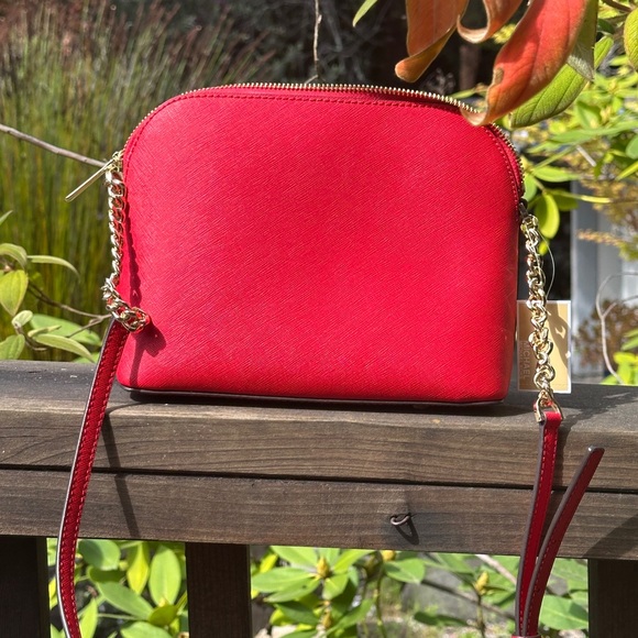 NWT Michael Kors Jet Set Travel Bright Red Leather Bag - Picture 15 of 16